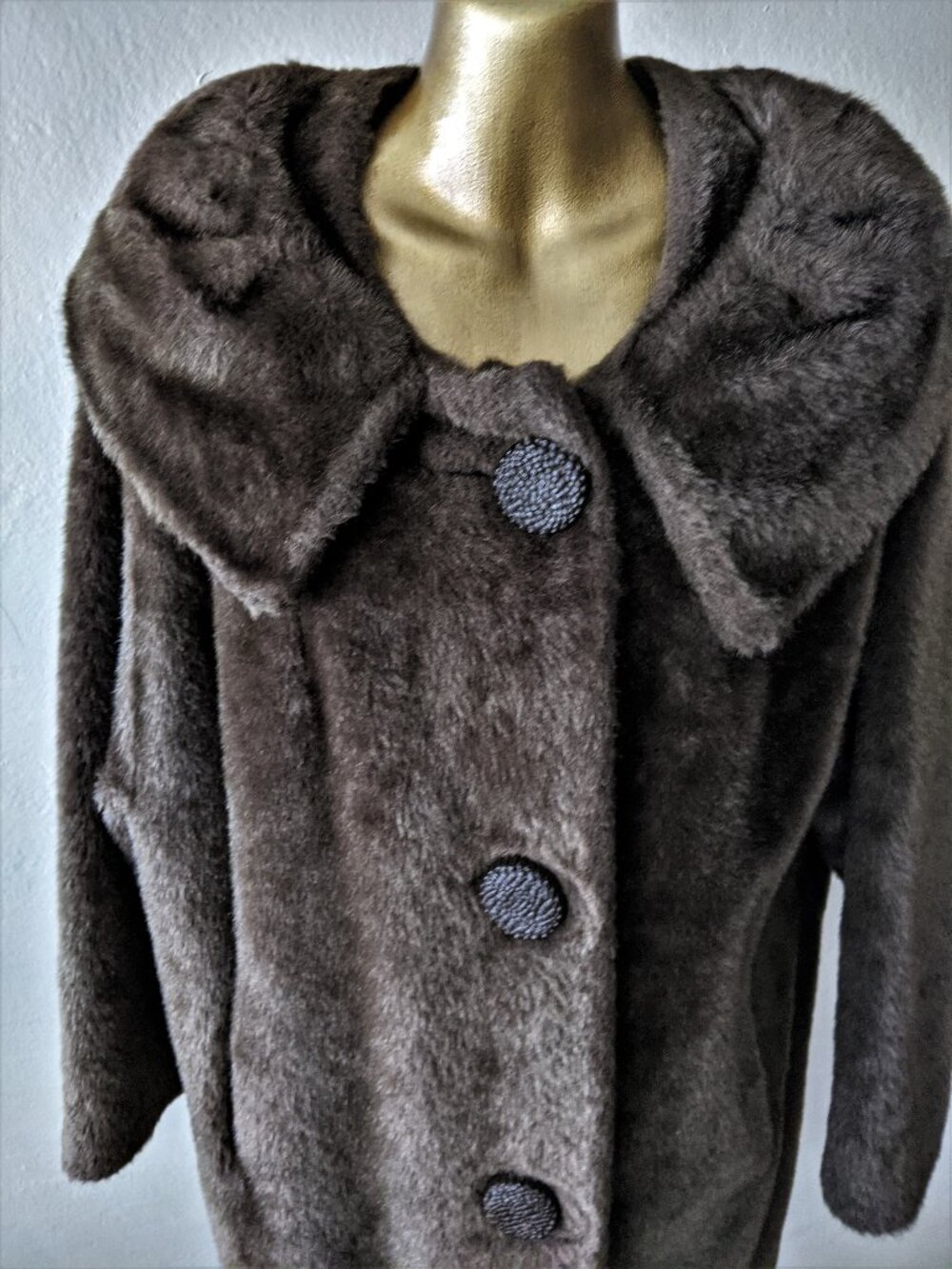 1950s Faux Mink Fur Swing Coat: Vegan Luxe Outerwear